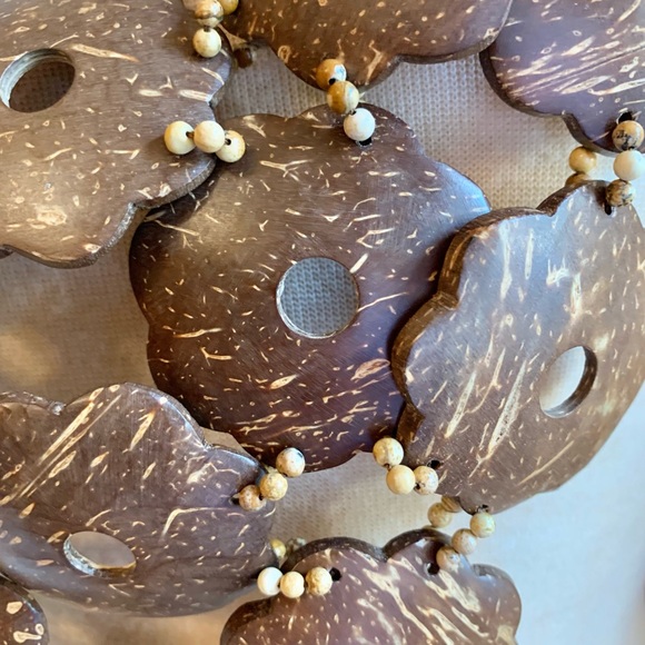 Sweet Olive Lightweight Coconut Shell and Brass Bib Necklace - Picture 4 of 6